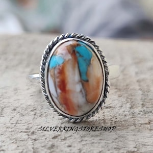 Oyster turquoise Ring, 925 Sterling silver Ring, Statement Ring, Dainty Ring, Meditation Ring, Band Ring, Boho Ring, Peace, Gift For Her,,