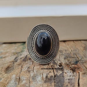 メキシコ製 ビンテージ ブラックオニキスリング 925 10~12号