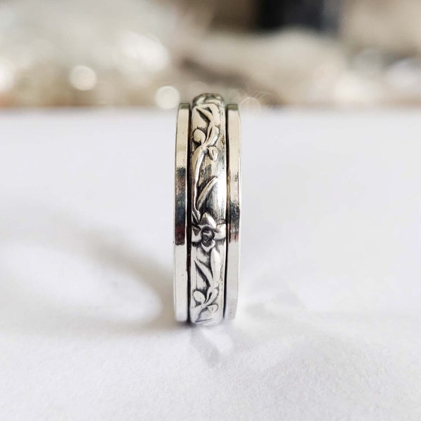 Spinner Ring, 925 Silber Spinner, Meditation Ring, Fidget Silber Ring, Frauen Ring, Angst Ring, Fidget Ring, Spinning Ring, Statement Ring,