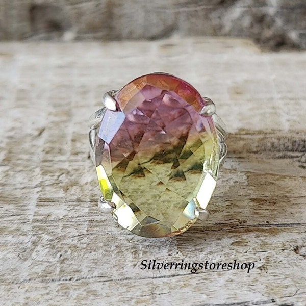 Radiant Beauty Tourmaline Ring, 925 Sterling Silver, Women Ring, Handmade Ring, Statement Ring, Gemstone Ring,  Ring, Tourmaline Ring, Gifts