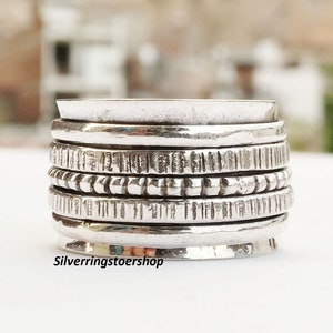 Spinner Ring, 925 Silber Ring, Meditation Ring, Spinner Ring, Frauen Ring, Sorgen Ring, Daumen Ring, Angst Ring, Fidget Ring, Geschenk für sie,