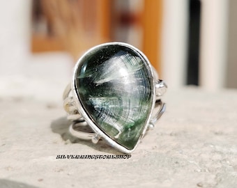 Seraphinite Ring, 925 Sterling Silver, Handmade Ring, Gemstone Ring, Everyday Ring, Green Seraphinite Ring, Women Ring, Boho Ring, Gift Ring