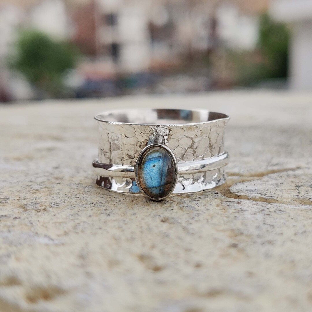 Labradorite Ring, Spinner Ring, 925 Silver Ring, Women Ring, Boho Ring ...