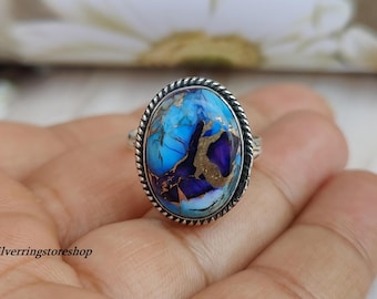Handmade Turquoise Ring: 925 Sterling Silver, Boho Gemstone Jewelry