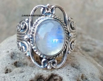 Moonstone Ring, 925-Sterling Silver Ring, Women Ring, Promise Ring, Gift Ring, Fidget Ring, Band Ring, Thumb Ring, Boho Ring, Gift For Her,