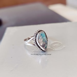 Opal stone Ring, 925 Sterling silver Ring, Statement Ring, Jewellery Ring, Women Ring, Designer Ring, Fidget Ring, Peace Ring, Gift For Her,