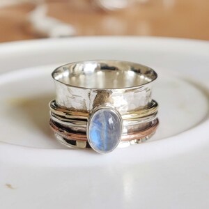 Rainbow moonstone Ring, Handmade Ring, Gemstone Ring, Statement Ring, Boho Ring, 925 Silver Ring, Moonstone Ring, Dainty Ring, Gift For Her