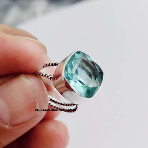 Aquamarine Ring, Silver Band Ring, 925 Sterling Silver, Gemstone Ring, Handmade Ring, Handmade Ring, Women Ring, Silver Jewelry,Gift For Her