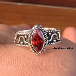 Garnet Ring, Handmade Ring, 925 Sterling Silver Ring, Gift For Her, Women Ring, Band Ring, Dainty Ring, Gemstone Ring, Gift Jewelry