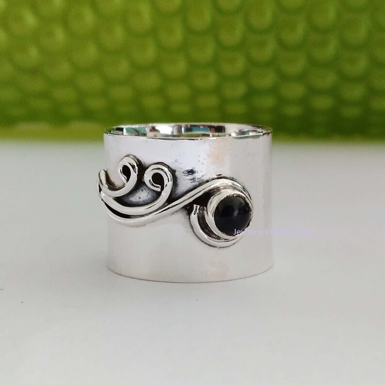 Gemstone Ring Statement Ring 925 Sterling Silver Ring Gift Ring, Band Ring Meditation Ring Gemstone Ring Woman Ring Black Onyx Ring
