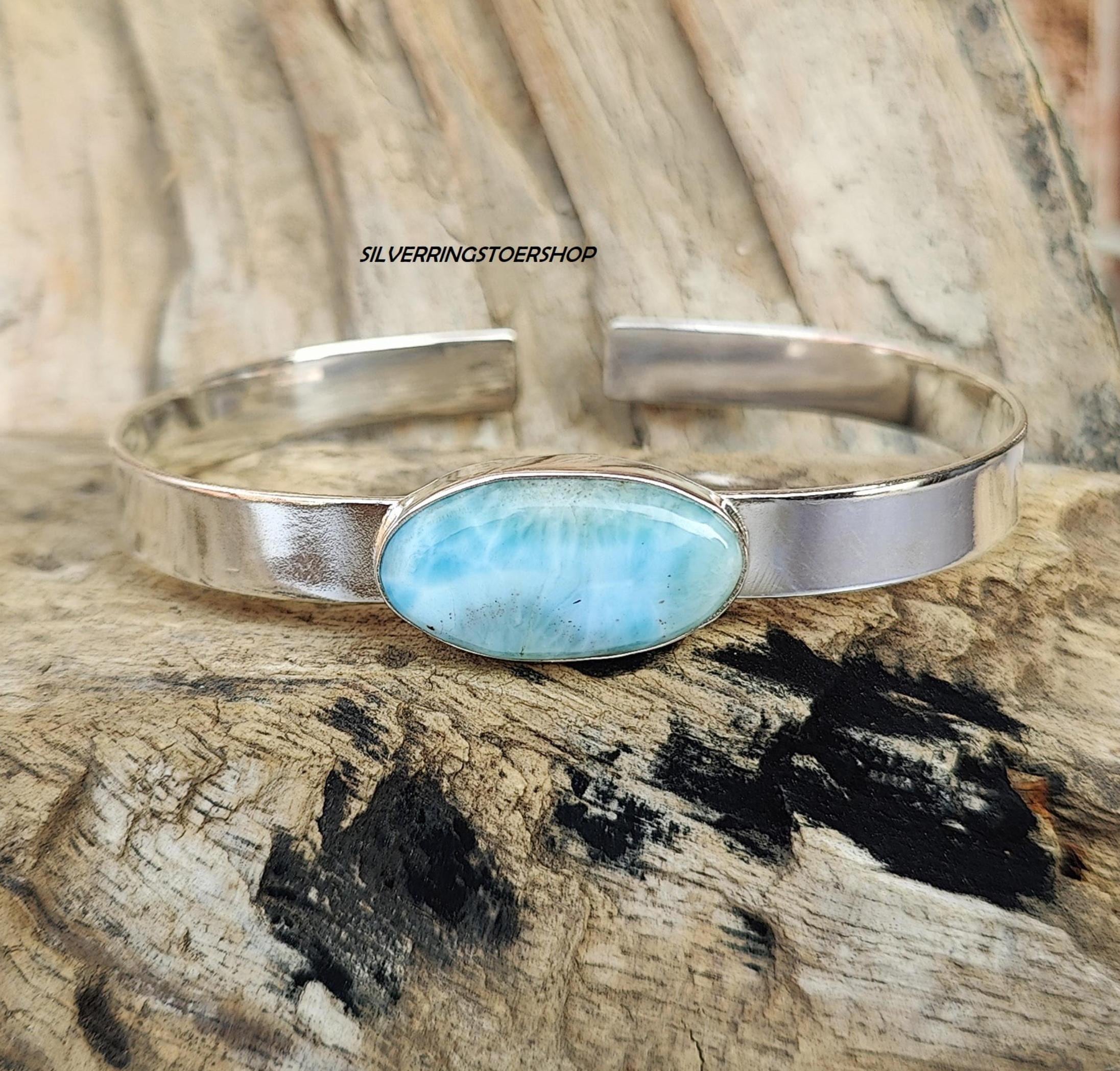 Bracelet de bijoux en argent sterling 925 fait à la main en Larimar des