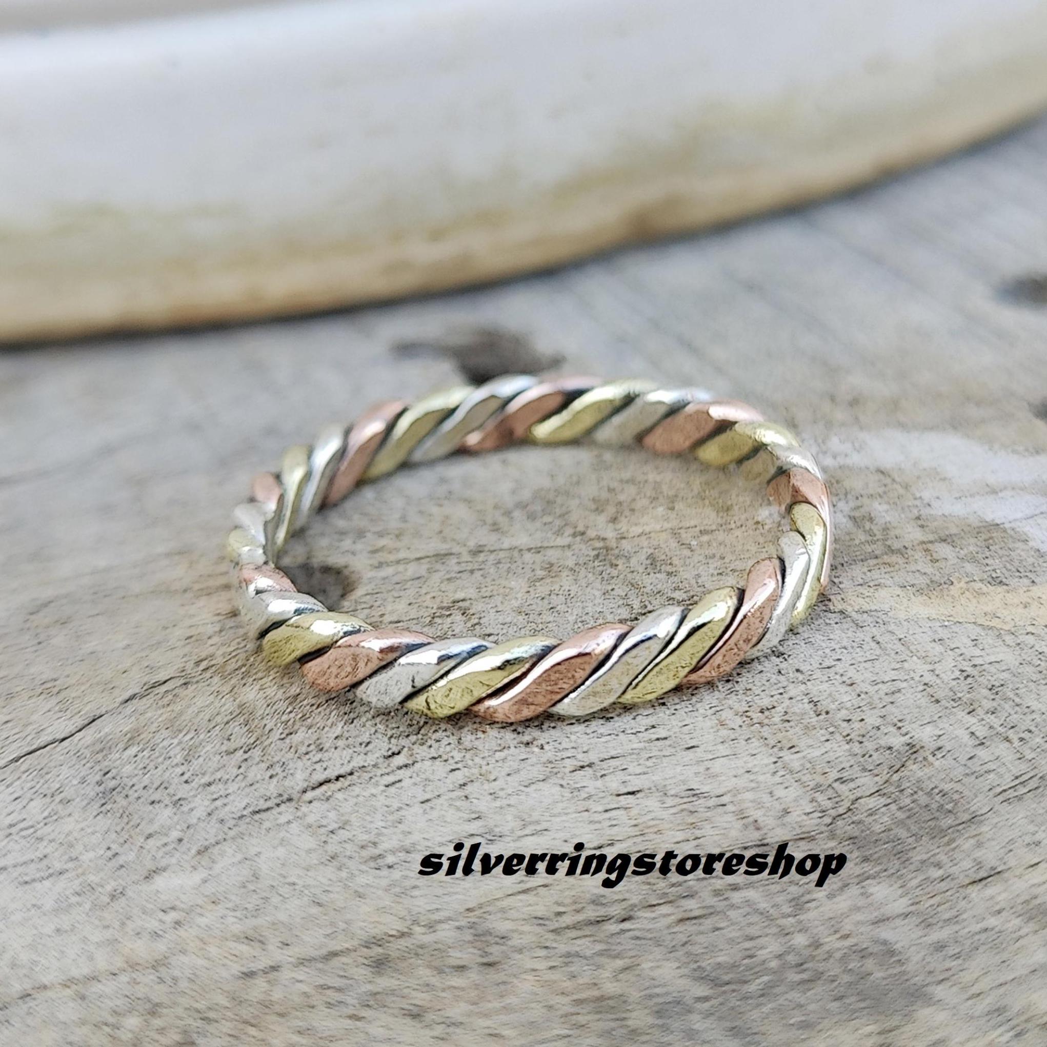 Handmade 3 Metal Twist Band Ring: Silver, Copper, Brass - Etsy Canada