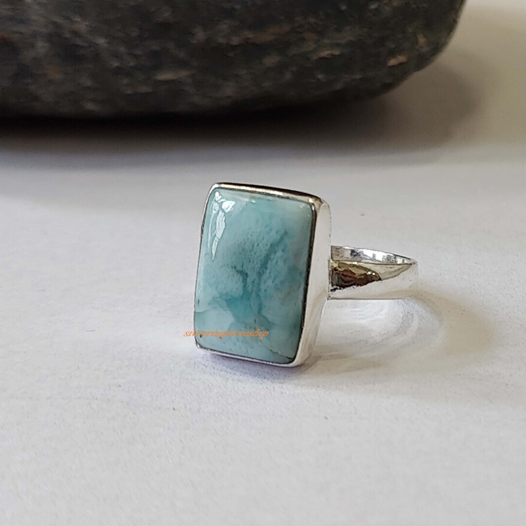 Larimar Ring, 925 Sterling Silver Ring, Handmade Ring, Boho Ring ...