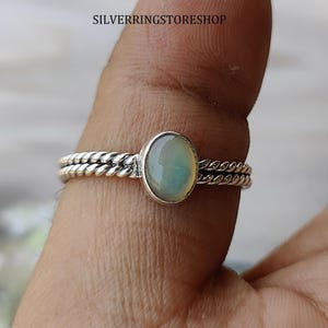Handmade Opal Gemstone Ring: 925 Sterling Silver Boho Ring
