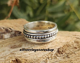Handmade Sterling Silver Spinner Ring: Boho Meditation Jewelry