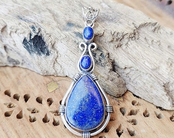 Unique Lapis Lazuli Pendant, Lapis Jewelry, 925 Sterling Silver, Gemstone Pendant, Handmade Pendant, Statement Pendant, Promise Pendant,