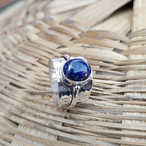 Lapiz Lazuli Ring, 925 Sterling Silver Ring, Band Ring, Handmade Ring, Women Ring, Boho Ring, Worry Ring, Love Ring, Gemstone Ring, Gifts,