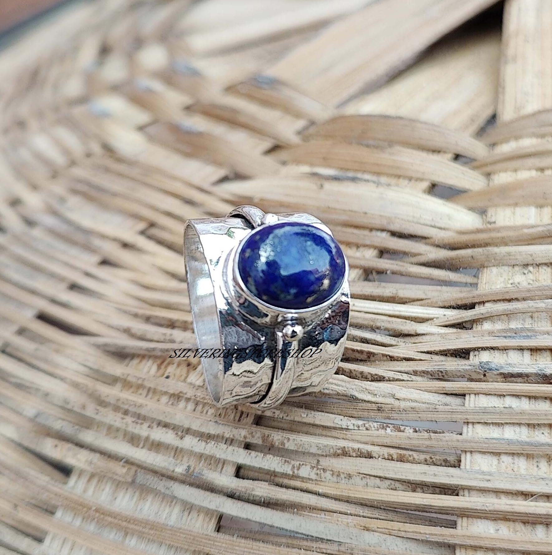 Lapiz Lazuli Ring, 925 Sterling Silver Ring, Band Ring, Handmade Ring, Women Ring, Boho Ring, Worry Ring, Love Ring, Gemstone Ring, Gifts,