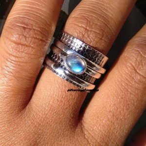 Moonstone Ring, Spinner Ring, 925 Sterling Silver, Women Ring, Meditation Ring, Thumb Ring, Statement Ring, Moonstone Jewelry, Gift For Her,