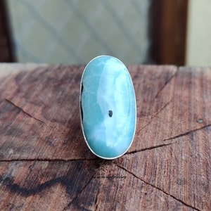 Natural Larimar Ring, 925 Sterling Silver Ring, Designer Ring, Boho Ring, Women Ring, Gemstone Ring, Handmade Ring, Statement Ring, Gifts,