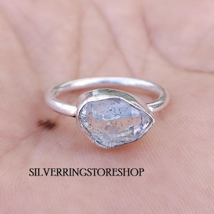 Natural Raw Herkimer Diamond Ring, 925 Sterling Silver Ring, Herkimer Gemstone Ring, Handmade Ring, Beautiful Diamond Ring, Gift For Her ///