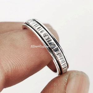 Spinning Ring, 925 Silver Ring, Anxiety Ring, Fidget Ring, Spinner Ring, Meditation Ring, Silver Spinning Band, Women Ring, Worry Ring,Gifts