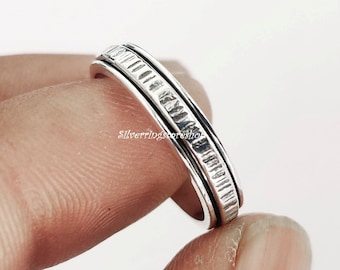 Spinning Ring, 925 Silver Ring, Anxiety Ring, Fidget Ring, Spinner Ring, Meditation Ring, Silver Spinning Band, Women Ring, Worry Ring,Gifts