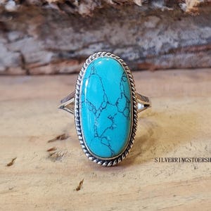 Handmade Turquoise Ring: 925 Sterling Silver, Natural Gemstone