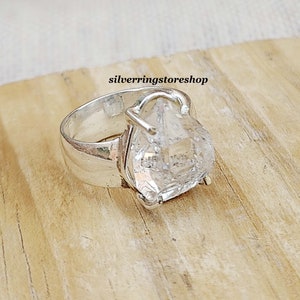 Natural Herkimer Diamond Ring, 925 Sterling Silver Ring, Women Ring, Band Ring, Handmade Ring, Statement Ring, Gemstone Ring, Gift For Her, image 5