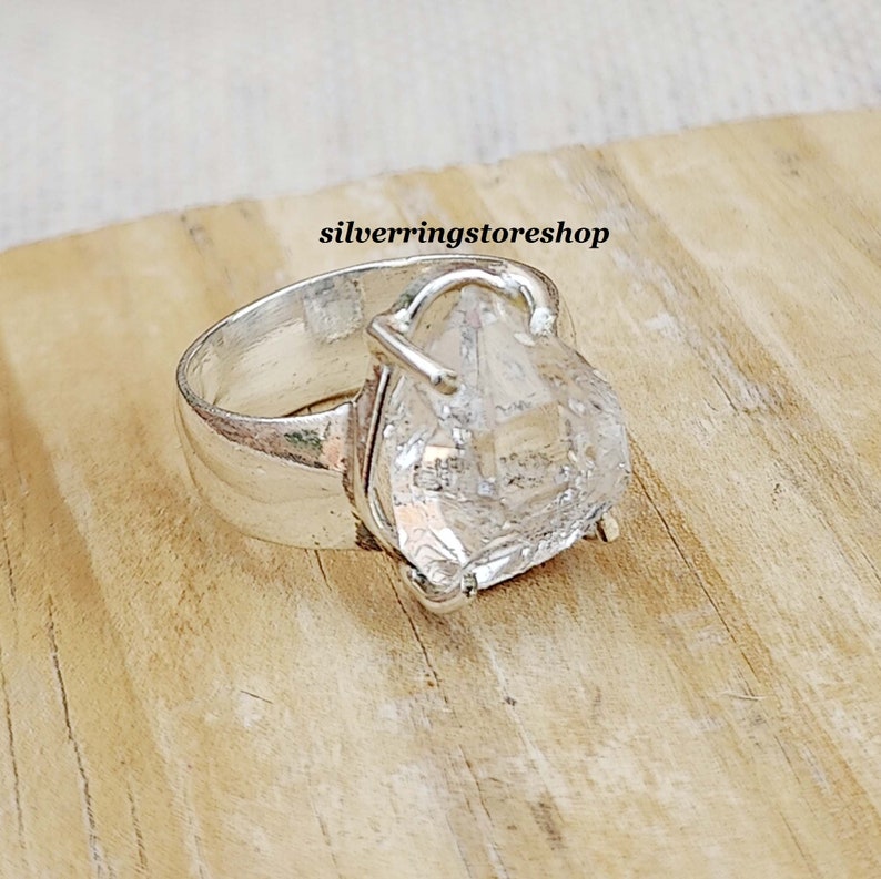 Natural Herkimer Diamond Ring, 925 Sterling Silver Ring, Women Ring, Band Ring, Handmade Ring, Statement Ring, Gemstone Ring, Gift For Her, image 5