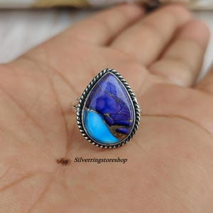 Handmade Mohave Turquoise Ring: 925 Sterling Silver, Boho Jewelry
