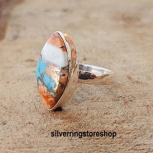 Oyster Turquoise Ring, 925 Sterling Silver Ring, Oyster Turquoise Gemstone Ring, Handmade Ring, Statement Jewelry, Women Ring, Gift For Her,
