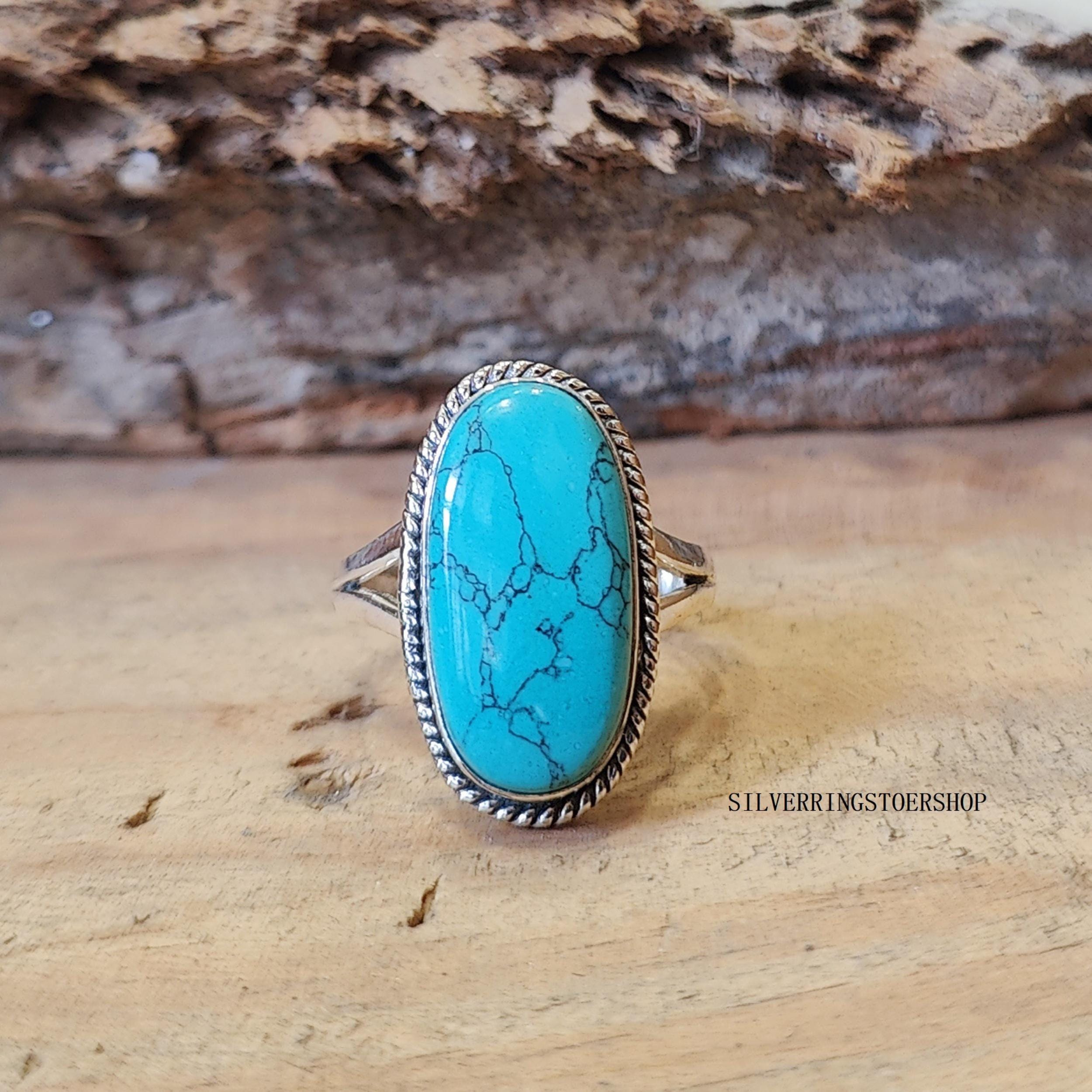 Handmade Turquoise Ring: 925 Sterling Silver, Natural Gemstone - Etsy