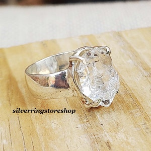 Natural Herkimer Diamond Ring, 925 Sterling Silver Ring, Women Ring, Band Ring, Handmade Ring, Statement Ring, Gemstone Ring, Gift For Her, image 2