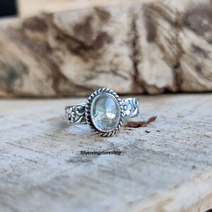 Aquamarijnring, 925 sterlingzilveren ring, zorgenring, handgemaakte ring, boho-ring, meest populaire ring, vrouwenring, Fidget-ring, cadeau voor haar,