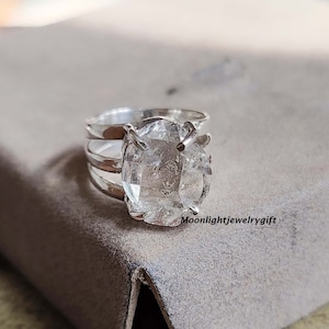 Handgemachter Herkimer Diamant 925 Sterling Silber Ring