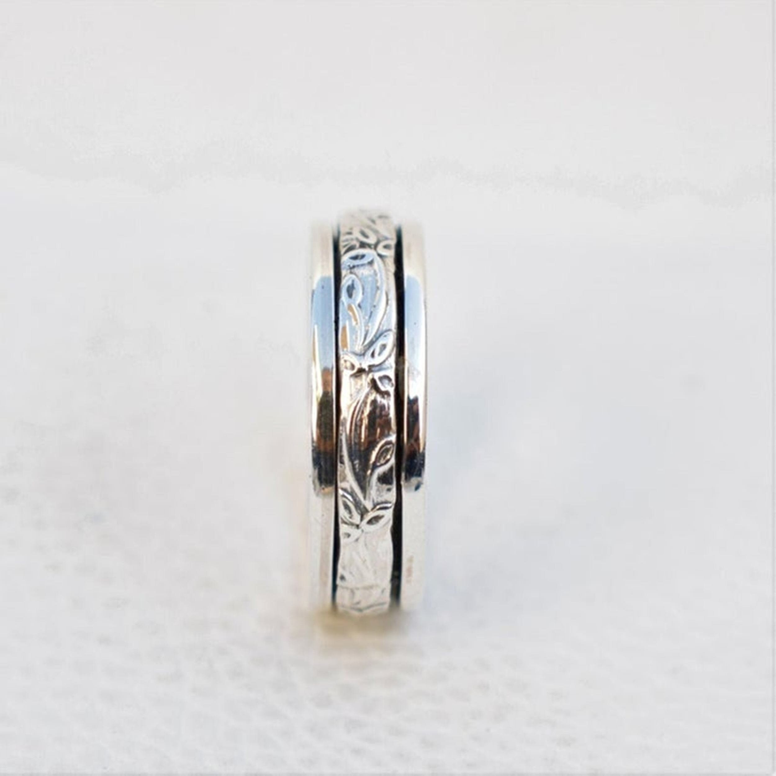 Spinner Ring, 925 Sterling Silver, Anxiety Ring, Fidget Ring, Boho Ri…
