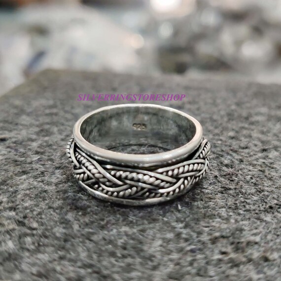 Silver Band Ring Leaf Design Silver Band Ring Daily Use Ring 925 Sterling  Silver Ring Boho Ring Thumb Band Ring Etsy Cyber2023 - Etsy