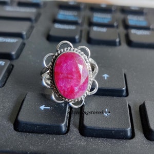 Natural Ruby Ring, 925 Sterling Silver Ring, Handmade Ring, Band Ring, Gemstone Ring, Silver Raw Ruby Ring, Statement Ring, Boho Ring, Gift