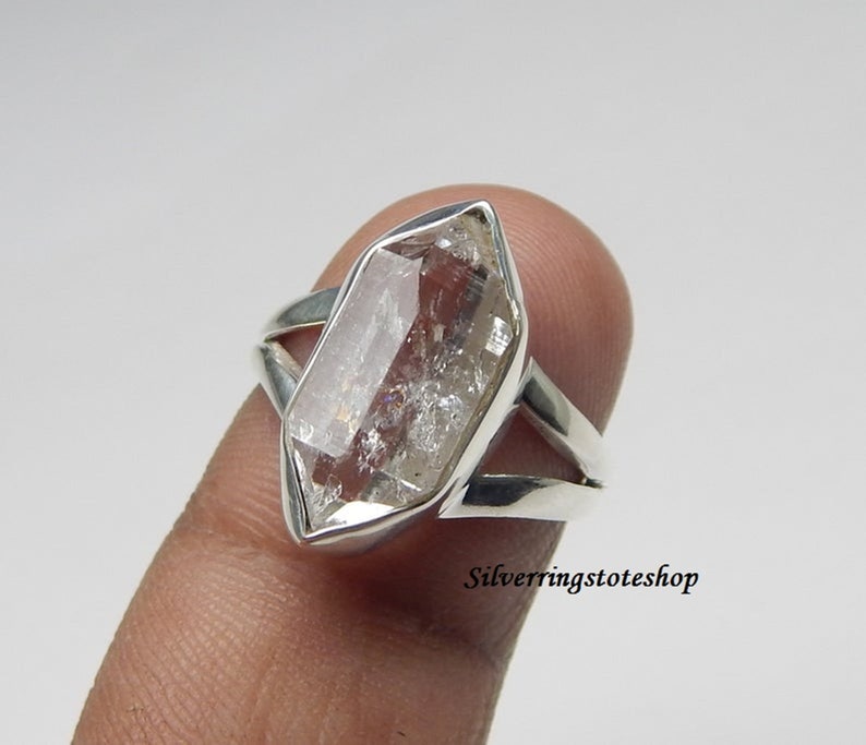 Natural Herkimer Diamond Ring, 925 Sterling Silver, Handmade Ring, Promise Ring, Meditation Ring, Herkimer Diamond Ring, Gift For Her, Rings 