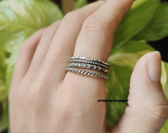 Solid 925 Sterling Silver Band Ring - Handmade Statement Ring, No Stone, Gift Jewelry A2123