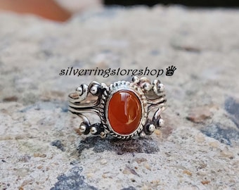 Carnelian stone ring, 925 Sterling silver ring, Statement ring, Band ring, Wedding ring, Handmade ring, Gemstone ring, Gift For Her, Rings,