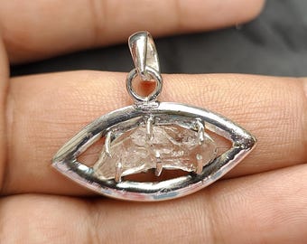 Raw Herkimer Diamond Pendant: 925 Sterling Silver Crystal Necklace