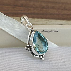 Aquamarin Anhänger, Frauen Anhänger, 925 Sterling Silber Anhänger, Handgemachter Anhänger, Natürliche Edelstein, Boho Anhänger, Aquamarin Halskette, Geschenke