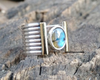 Labradorite Ring, 925 Sterling Silver, Gemstone Labradorite Ring, Statement Ring, Handmade Jewelry, Silver Women Ring, Fidget Ring,Gift Ring