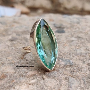 Aquamarine Ring, 925 Silver Ring, Women Ring, Band Ring, Gemstone Ring, Statement Ring, Boho Ring, Stone Jewelry, Handmade Ring,Gift For Her