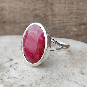 Beautiful Ruby Ring, 925 Sterling Silver Ring, Handmade Ring, Statement Jewelry, Anniversary Ring, Ruby Jewelry, Women Ring, Gift For Her///