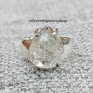 Natural Herkimer Diamond Ring, 925 Sterling Silver Ring, Women Ring, Band Ring, Handmade Ring, Statement Ring, Gemstone Ring, Gift For Her, Herkimer Diamond