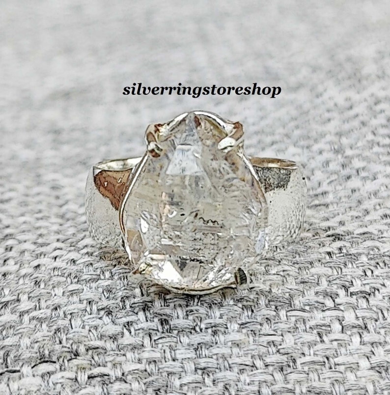 Natural Herkimer Diamond Ring, 925 Sterling Silver Ring, Women Ring, Band Ring, Handmade Ring, Statement Ring, Gemstone Ring, Gift For Her, Herkimer Diamond