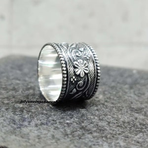 925 Sterling Silver, Band Ring, Statement Ring, Hammered Ring, Engagement Ring, Flower ring,Women ring,Beautiful ring,boho Ring,Gift For Her